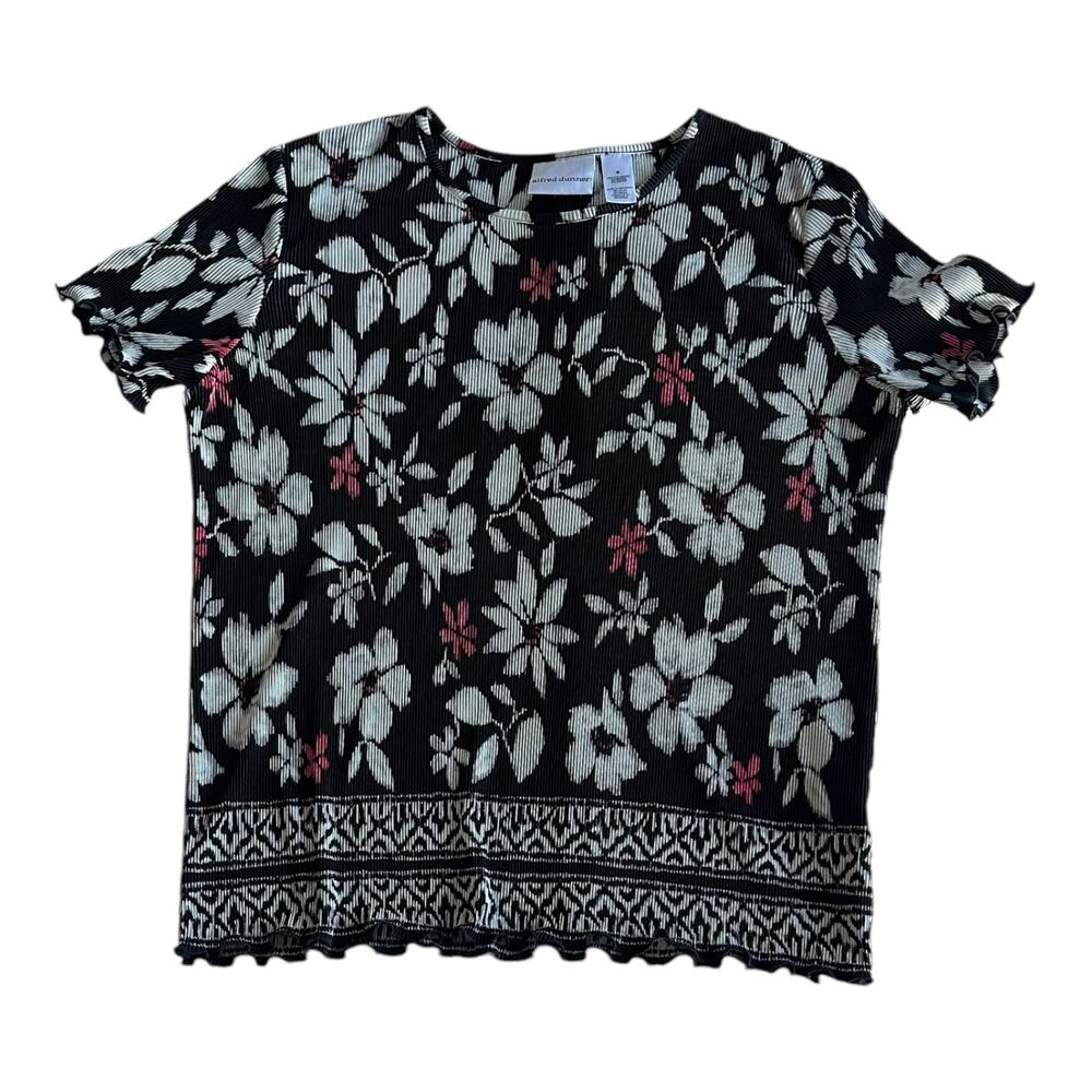 Alfred Dunner Floral Accordion Blouse